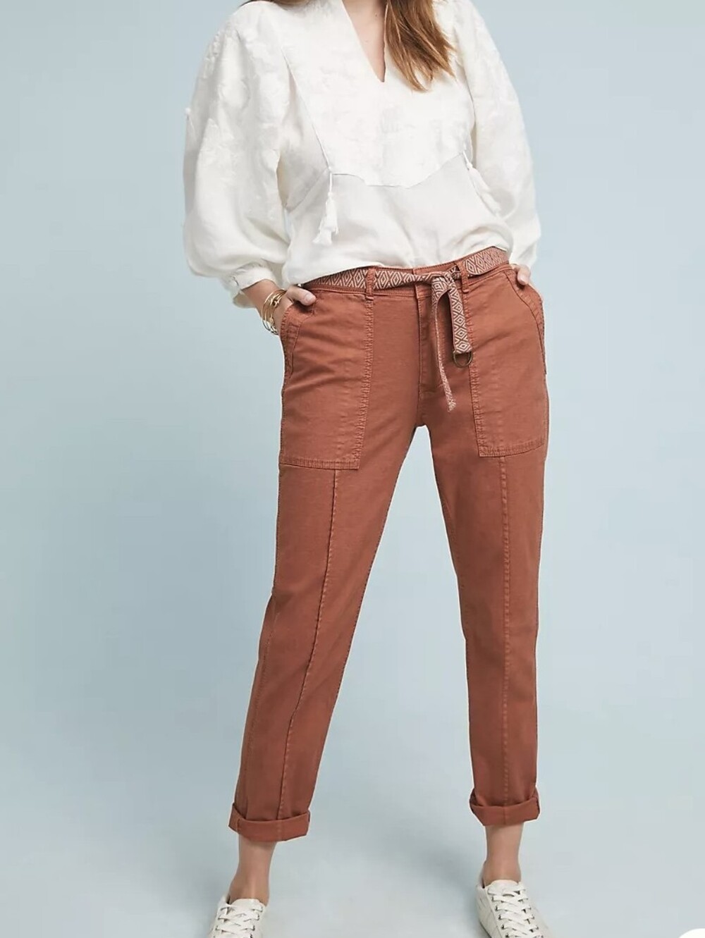 Anthropologie The Wanderer Utility Pants Rust Sz 31 Straight Leg